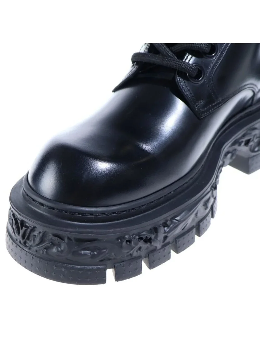 Louis Vuitton LV Baroque Line Ankle Boots Lace-up Sculpture Design Black